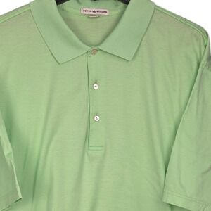 Peter‎ Millar Mens XXL Light Green Cotton Polo Shirt Short Sleeve Casual Golf